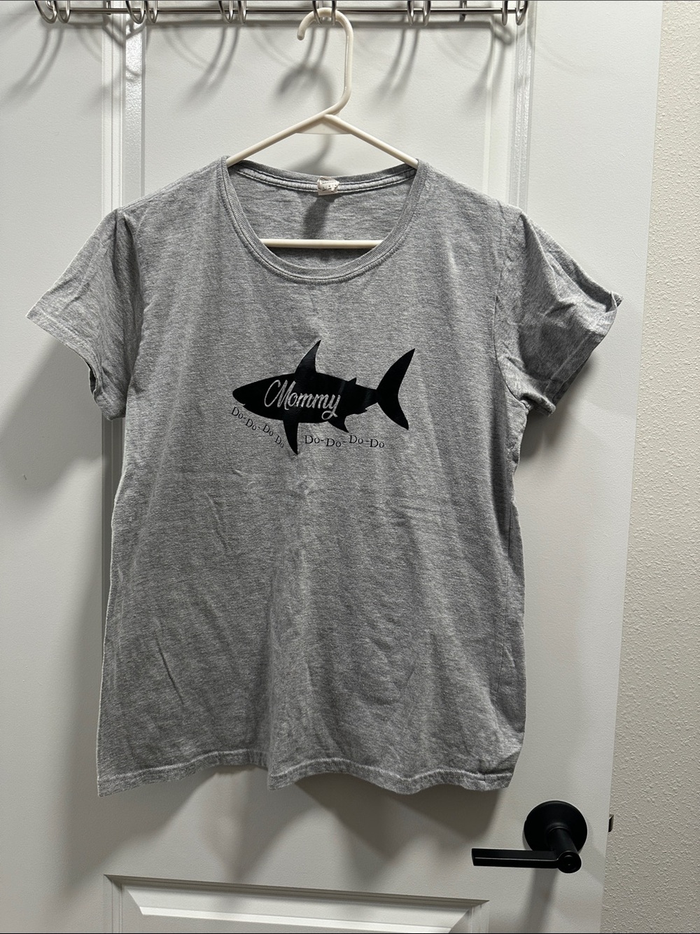 Anvil Gray Mommy Shark Graphic Tee